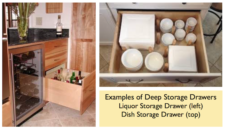 Deep kitchen storage drawers